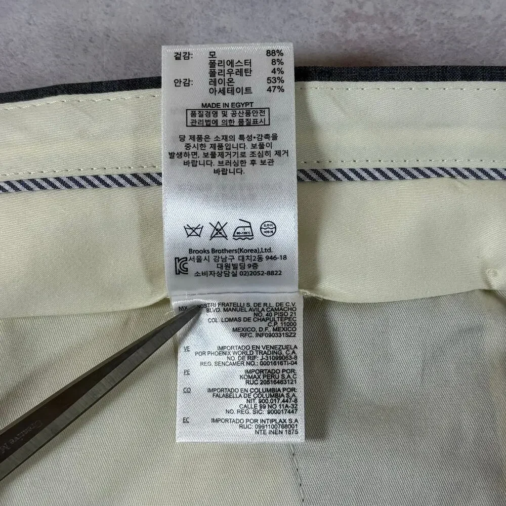 Brooks Brothers Pants Mens 40x33 Act (40x32 )Gray Explorer Fitzgerald Flat Front